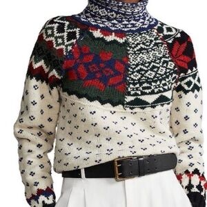 Polo Ralph Lauren Fair Isle Women's Multicolor Patterned Holiday Sweater Ro Neck